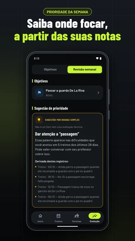 Uma prioridade por semana, vinda das suas anotações
